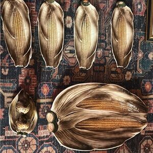 Thanksgiving Corn Serving Set – Plates, Large Platter & Salt/Pepper Shakers